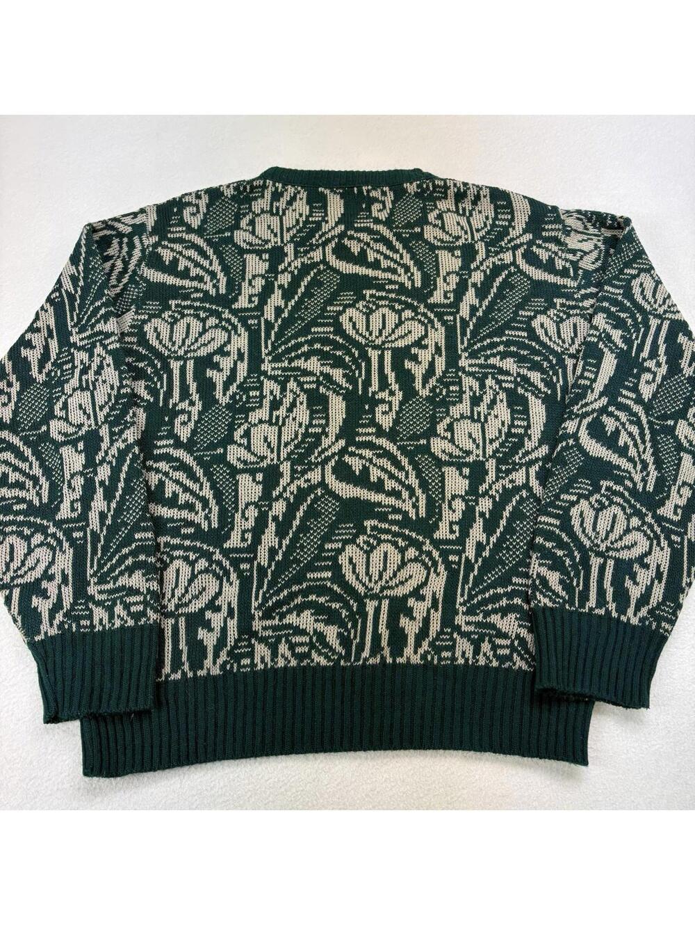 Vintage London Fog Floral Flower Pattern Sweater Green Size Medium - Picture 2 of 5